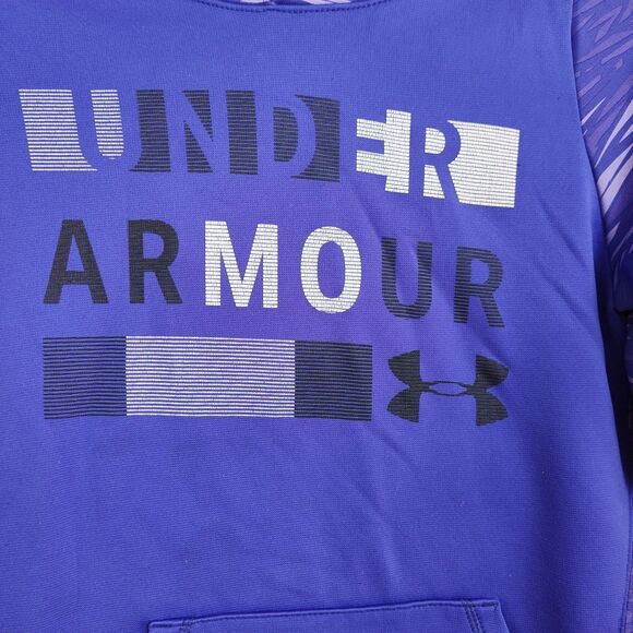 Under Armour Hoodie Sweatshirt Girls Youth M Loose Fit Purple Logo Pockets - Picture 3 of 10